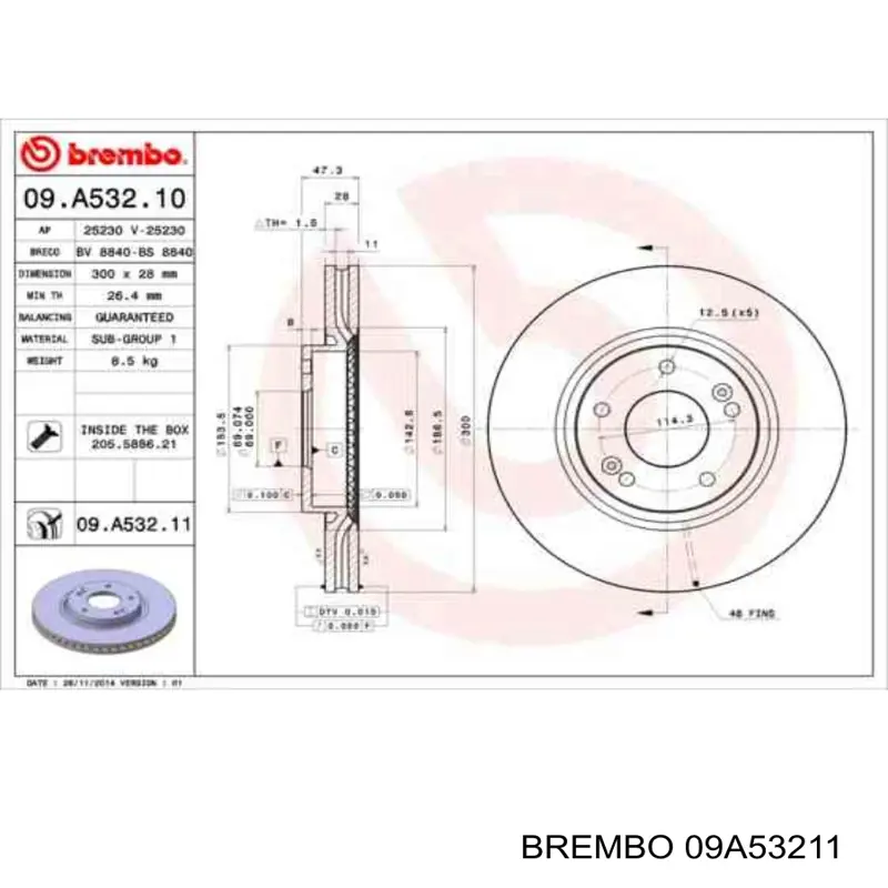 Comprar 09A53211 Brembo Freno de disco delantero