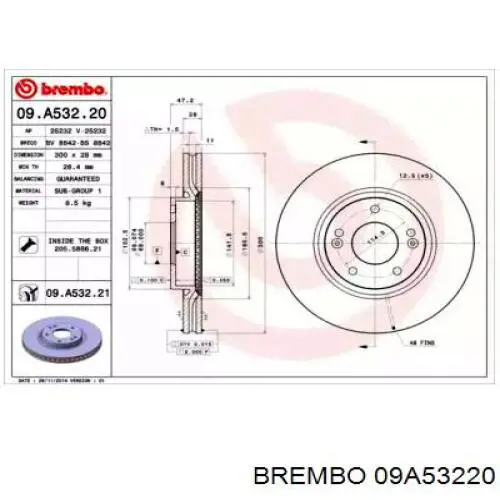 Frenos delanteros Brembo 09A53220 precio, desde 47,89 EUR