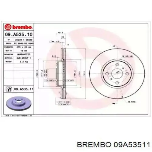 09A53511 Brembo disco de freno delantero