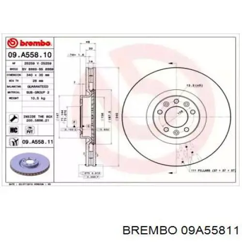 Disco de freno 09A55811 Brembo