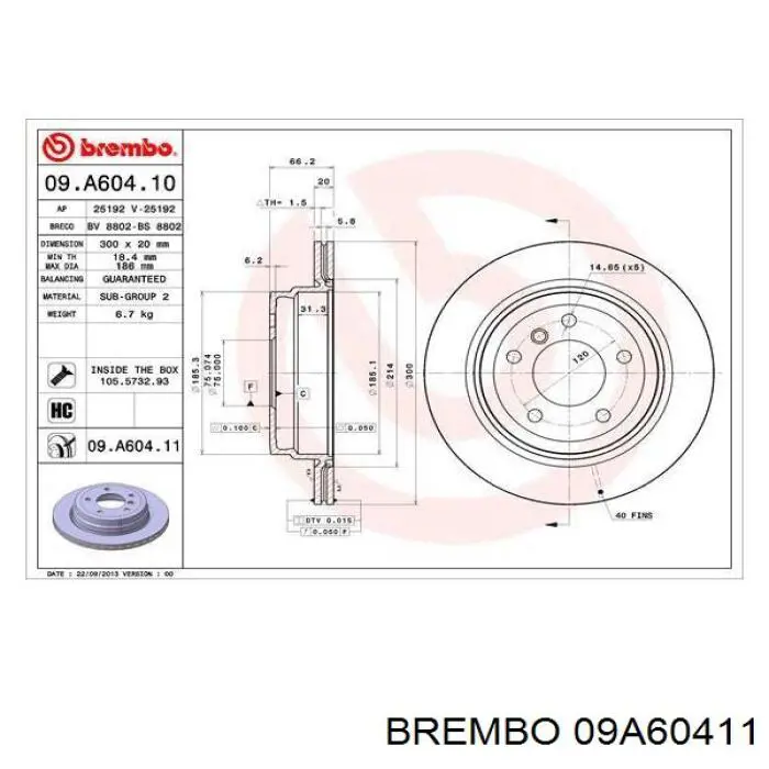 09A60411 Brembo disco de freno trasero