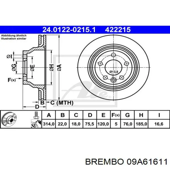 09A61611 Brembo disco de freno trasero