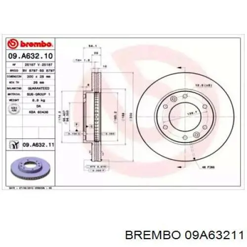 09.A632.11 Brembo freno de disco delantero