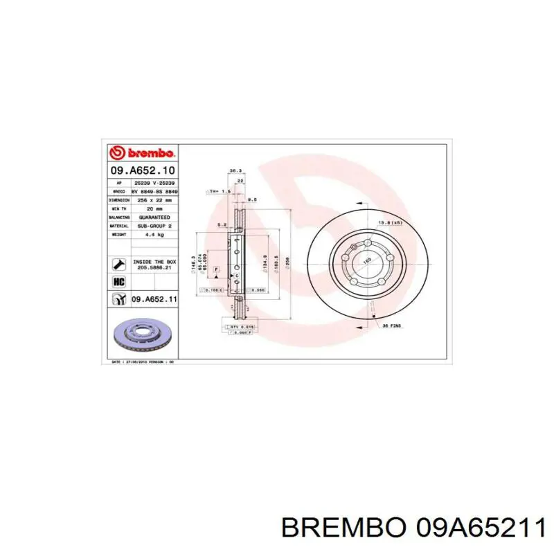 09A65211 Brembo disco de freno trasero