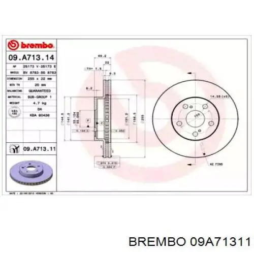 09.A713.11 Brembo freno de disco delantero