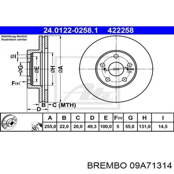 Freno de disco delantero Toyota Prius NHW20