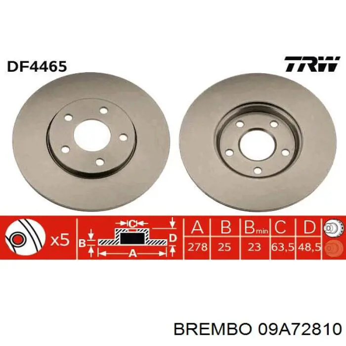 09A72810 Brembo disco de freno delantero