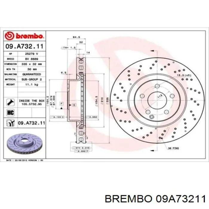 09.A732.11 Brembo freno de disco delantero