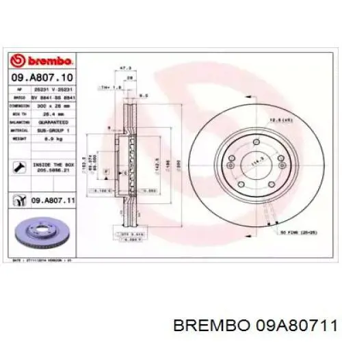 09A80711 Brembo disco de freno delantero