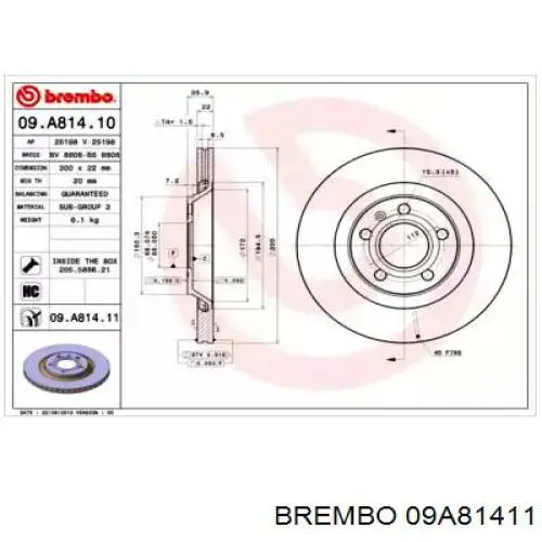 09.A814.11 Brembo disco de freno trasero