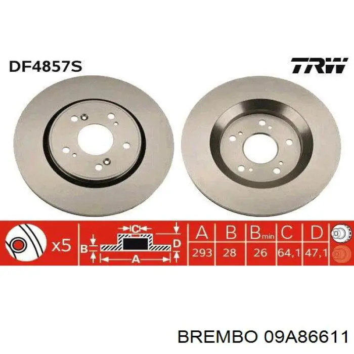 09.A866.11 Brembo freno de disco delantero