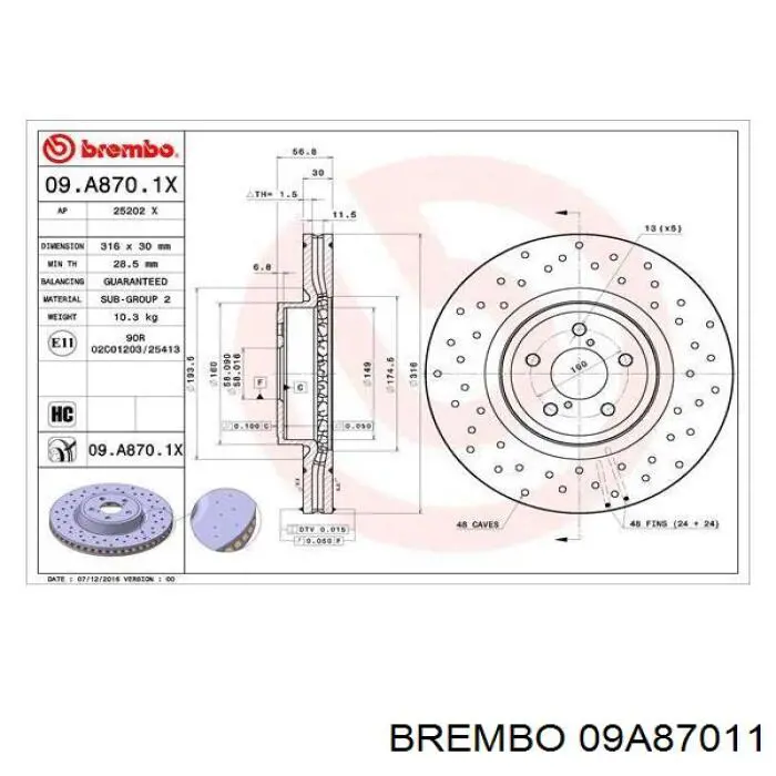 Frenos delanteros Brembo 09A87011 precio, desde 76,96 EUR
