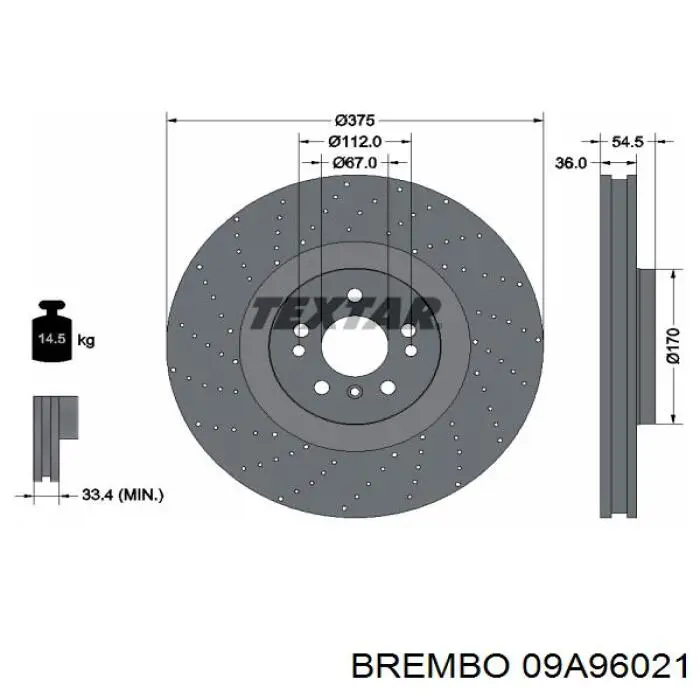 Disco de freno 09A96021 Brembo