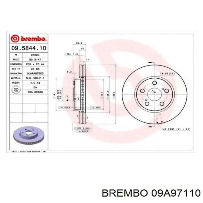 09A97110 Brembo disco de freno delantero