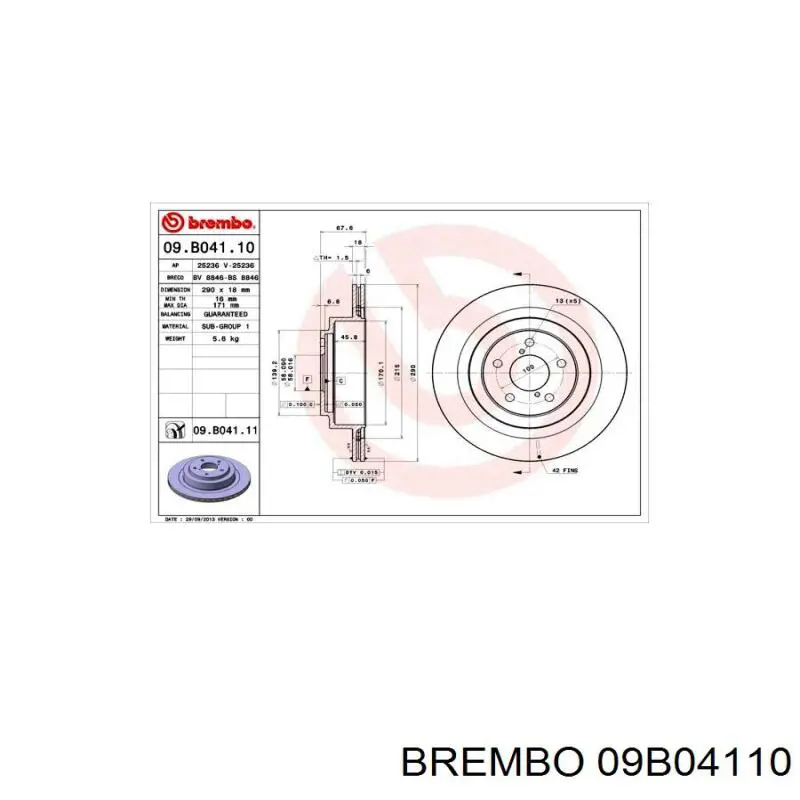 09.B041.10 Brembo disco de freno trasero