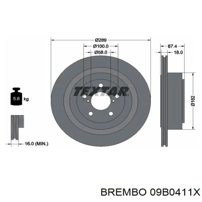 09B0411X Brembo disco de freno trasero