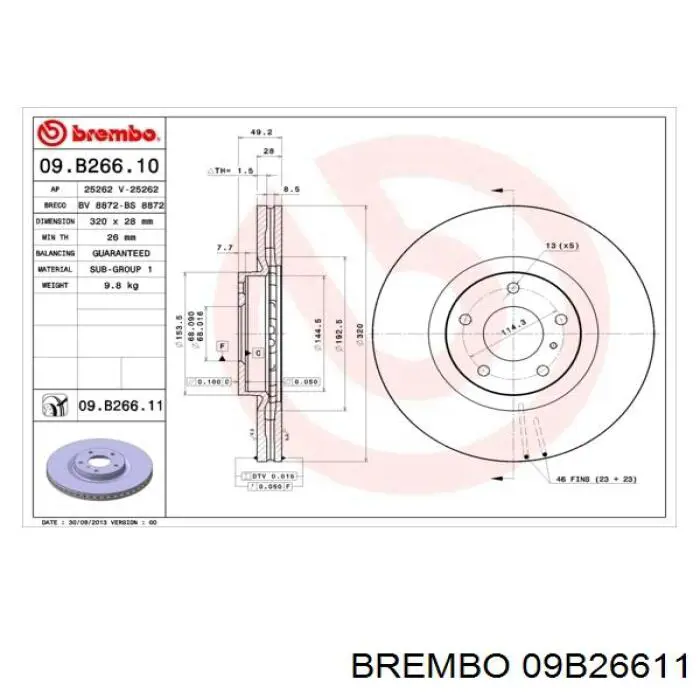 Frenos delanteros Brembo 09B26611 precio, desde 66,40 EUR