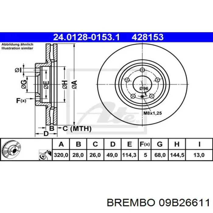Comprar 09B26611 Brembo Freno de disco delantero
