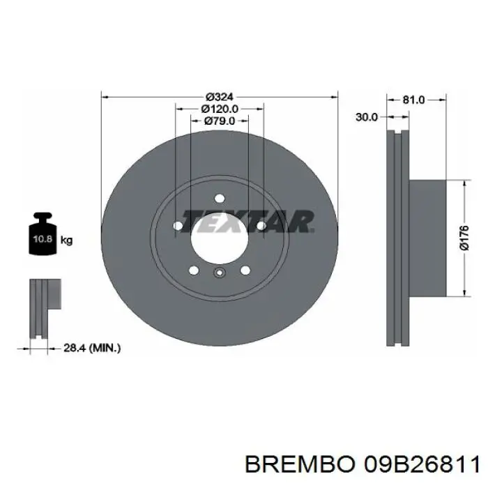 09B26811 Brembo disco de freno trasero
