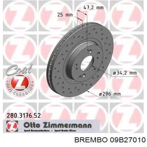 Comprar 09B27010 Brembo Freno de disco delantero