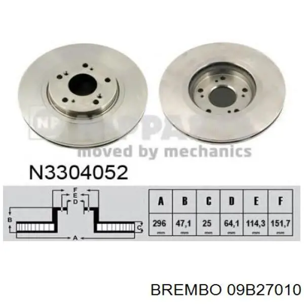 Disco de freno 09B27010 Brembo