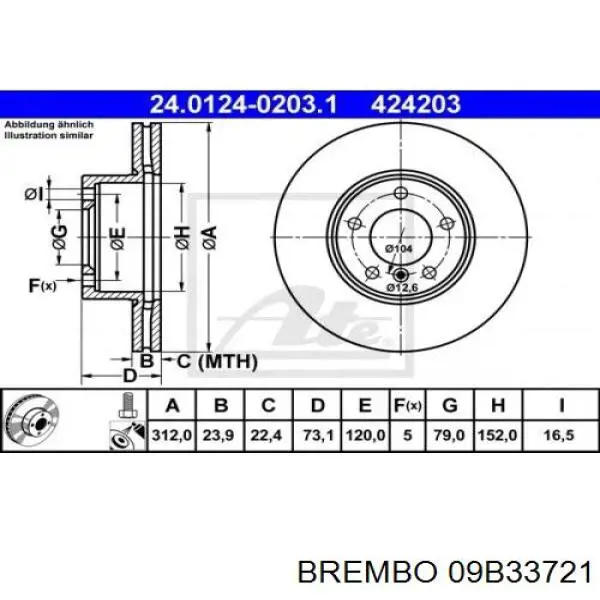 Frenos delanteros Brembo 09B33721 precio, desde 55,05 EUR