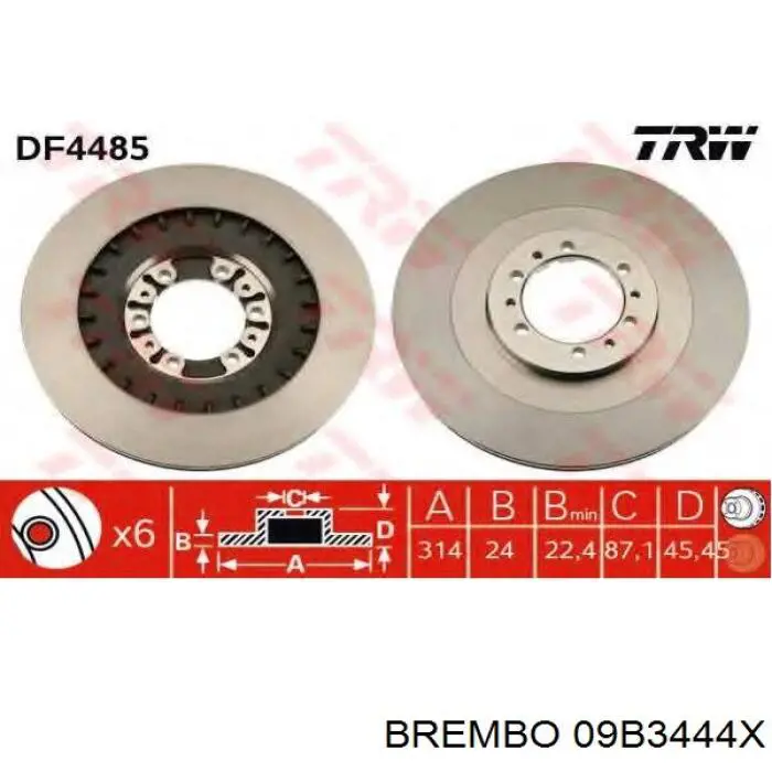Frenos delanteros Brembo 09B3444X precio, desde 49,07 EUR