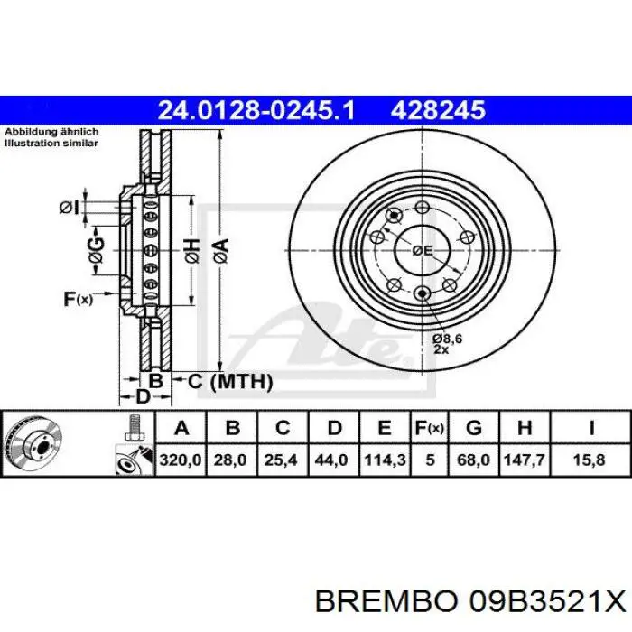 Frenos delanteros Brembo 09B3521X precio, desde 61,64 EUR