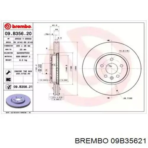 09.B356.21 Brembo freno de disco delantero