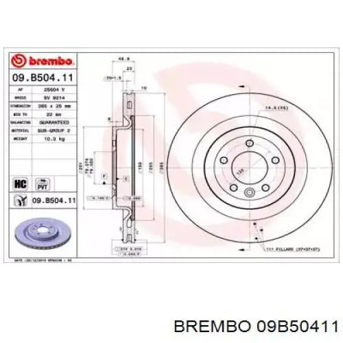 09.B504.11 Brembo disco de freno trasero