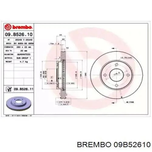 Frenos delanteros Brembo 09B52610 precio, desde 41,41 EUR