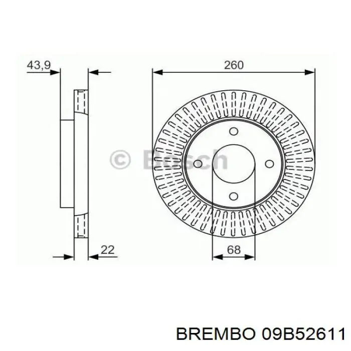 Comprar 09B52611 Brembo Freno de disco delantero