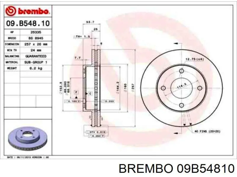 09.B548.10 Brembo disco de freno delantero