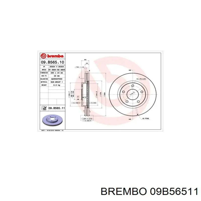 09.B565.11 Brembo freno de disco delantero