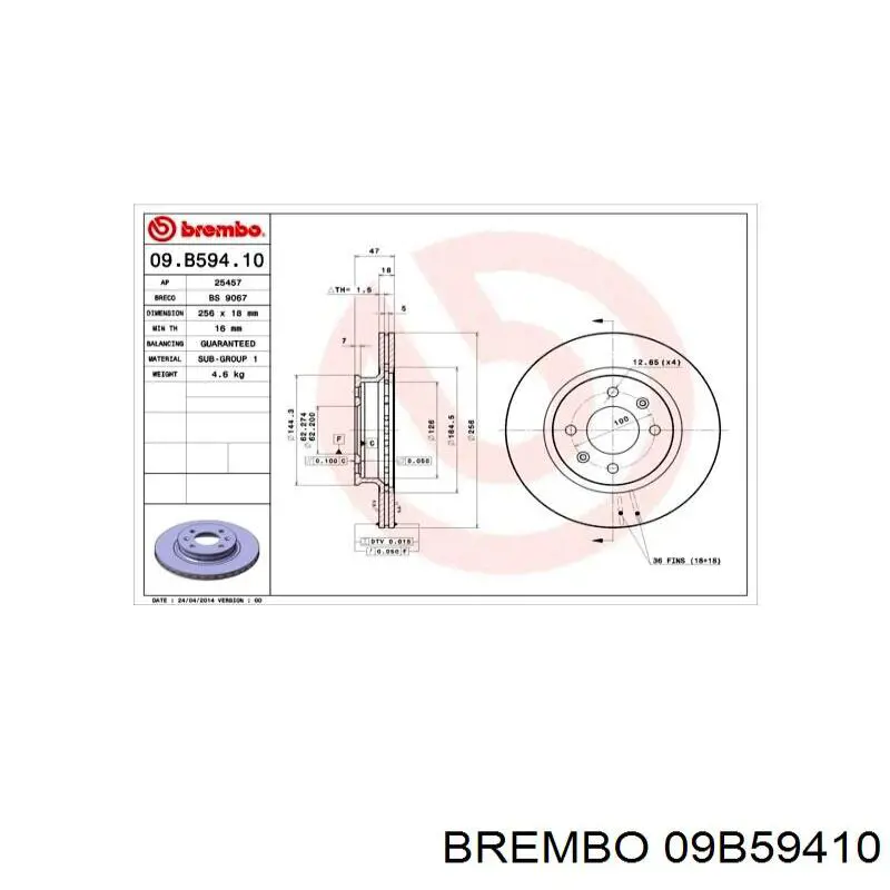 09B59410 Brembo disco de freno delantero