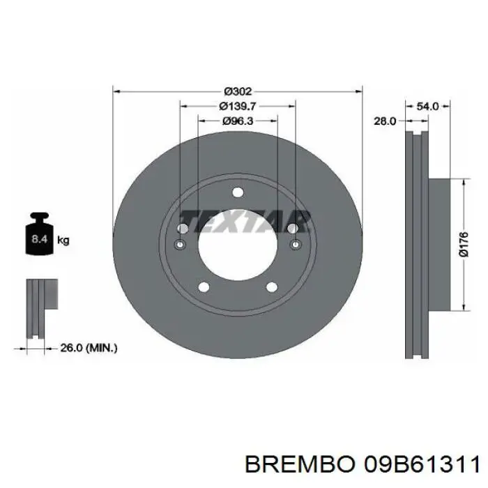 09.B613.11 Brembo freno de disco delantero