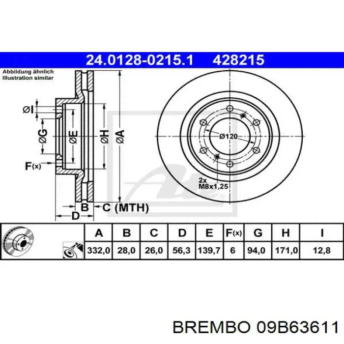 Frenos delanteros Brembo 09B63611 precio, desde 54,98 EUR