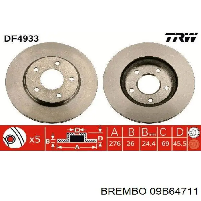 09.B647.11 Brembo disco de freno delantero