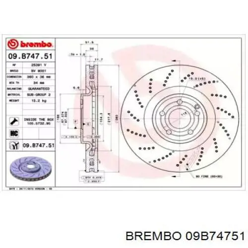 A2184210212 Mercedes freno de disco delantero