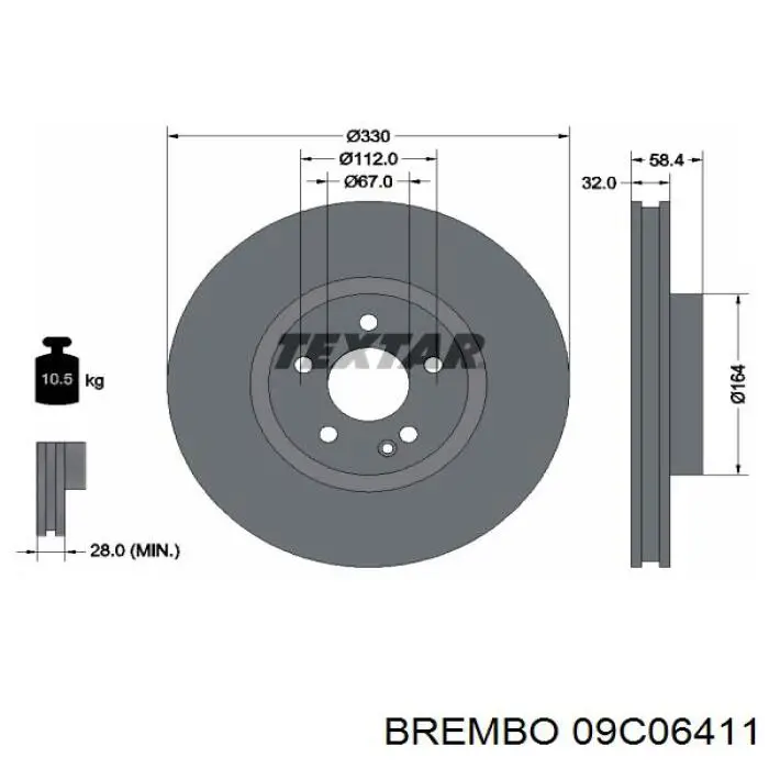 Disco de freno 09C06411 Brembo
