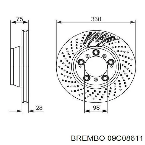 Disco de freno, eje trasero para Porsche 911 991