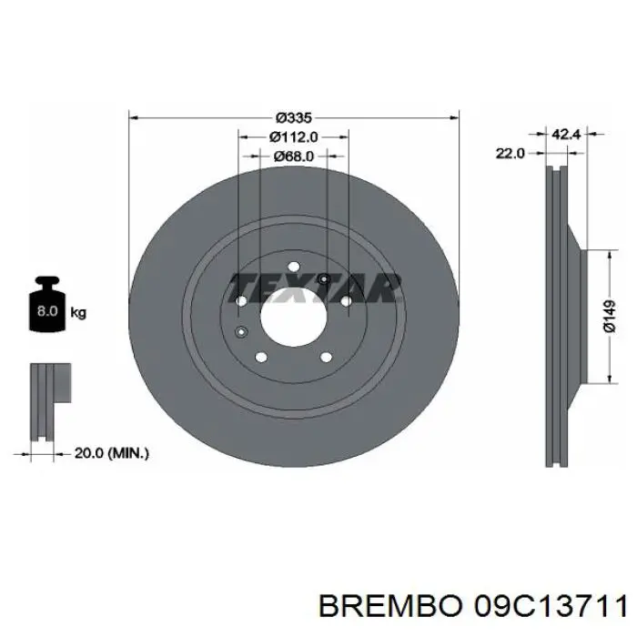 09C13711 Brembo disco de freno trasero