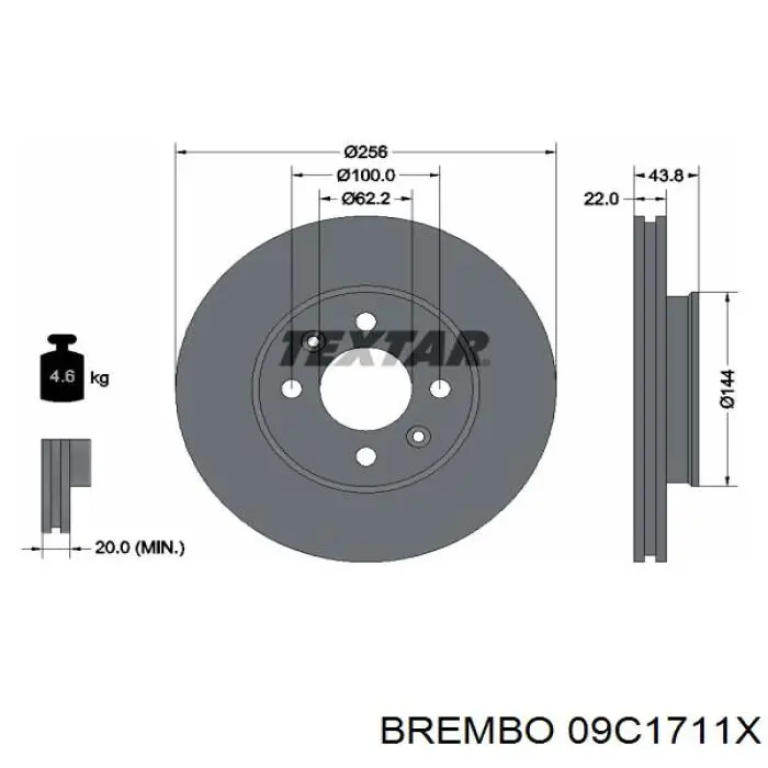 09C1711X Brembo disco de freno delantero