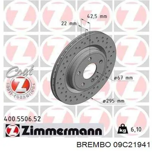 09.C219.41 Brembo disco de freno trasero