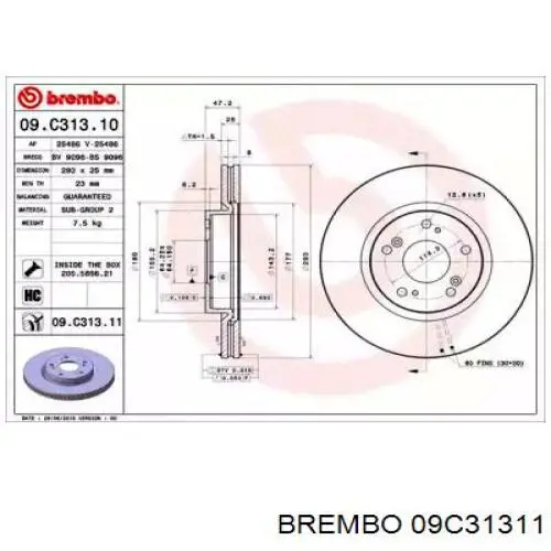 09.C313.11 Brembo freno de disco delantero