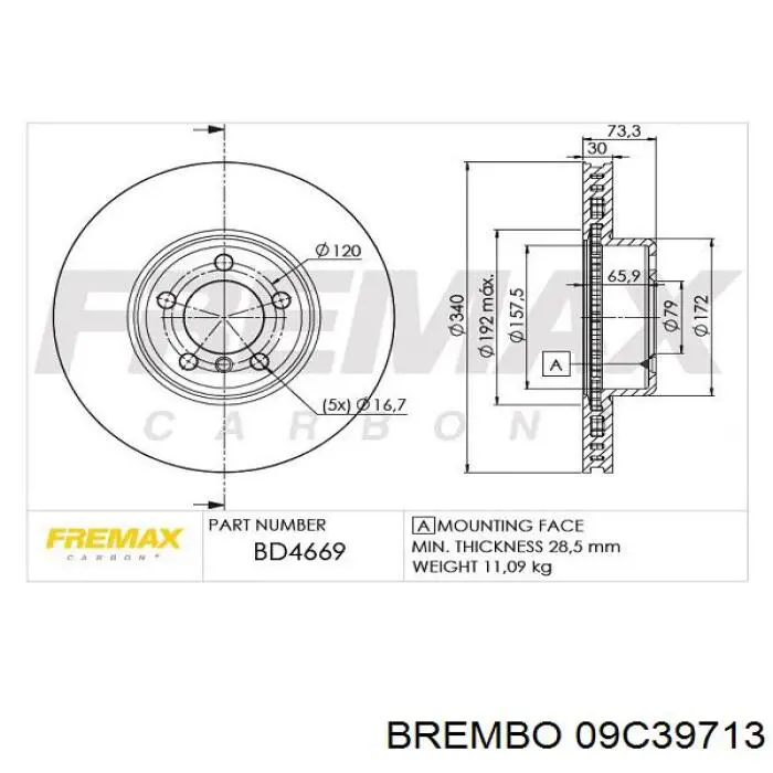 Frenos delanteros Brembo 09C39713 precio, desde 88,23 EUR