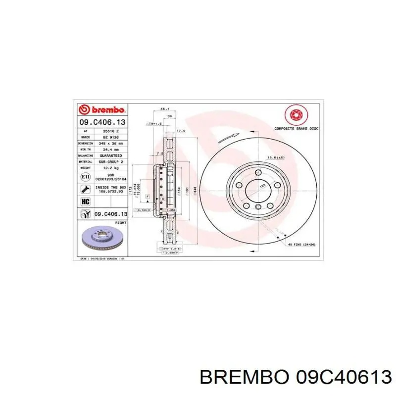 Frenos delanteros Brembo 09C40613 precio, desde 97,28 EUR