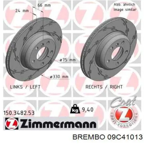Disco de freno 09C41013 Brembo