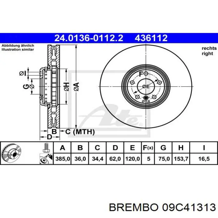 Freno de disco delantero BREMBO 09C41313