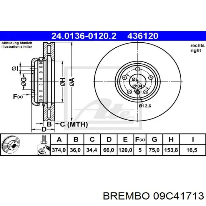 Freno de disco delantero BREMBO 09C41713